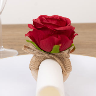 <strong>Rustic Silk Rose Flower Wooden Napkin Rings</strong> <strong>Rustic Silk Rose Flower Wooden Napkin Rings</strong>