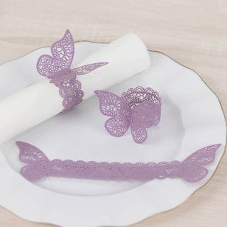 Shimmery Lavender Lilac Laser Cut Butterfly Paper Napkin Rings Shimmery Lavender Lilac Laser Cut Butterfly Paper Napkin Rings