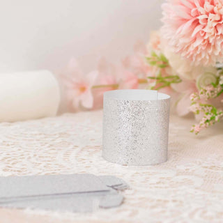 Convenience and Style with Silver Glitter Disposable Napkin Bands Convenience and Style with Silver Glitter Disposable Napkin Bands