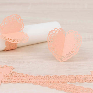 Pretty Blush Laser Cut Heart Paper Napkin Rings Pretty Blush Laser Cut Heart Paper Napkin Rings