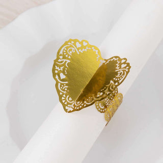 Versatile Metallic Gold Lace Pattern 3D Heart Napkin Holders Versatile Metallic Gold Lace Pattern 3D Heart Napkin Holders