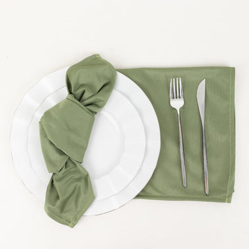 5 Pack Dusty Sage Green Premium Scuba Cloth Napkins, Wrinkle-Free Reusable Dinner Napkins - 20"x20"