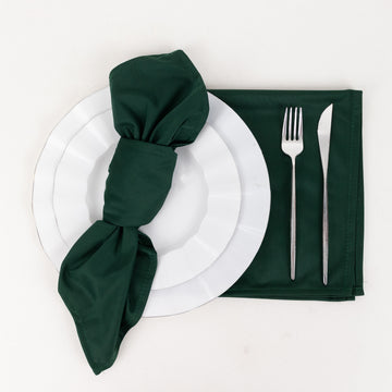 5 Pack Hunter Emerald Green Premium Scuba Cloth Napkins, Wrinkle-Free Reusable Dinner Napkins - 20"x20"