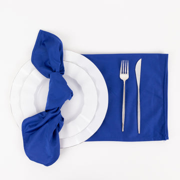 5 Pack Royal Blue Premium Scuba Cloth Napkins, Wrinkle-Free Reusable Dinner Napkins - 20"x20"