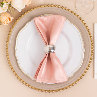 Elevate Your Table Setting with Dusty Rose Striped Satin Napkins