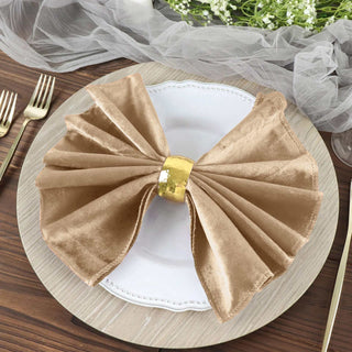 Champagne Premium Sheen Finish Velvet Cloth Dinner Napkins - Add Elegance to Your Tablescape Champagne Premium Sheen Finish Velvet Cloth Dinner Napkins - Add Elegance to Your Tablescape