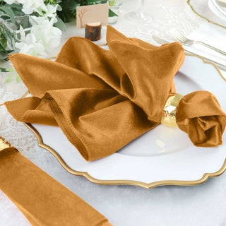 Add Elegance to Your Tablescape with Gold Velvet Dinner Napkins
