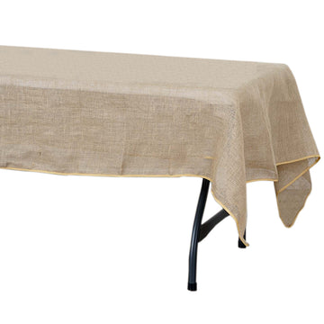 60"x102" Natural Rectangle Burlap Rustic Seamless Tablecloth Jute Linen Table Decor
