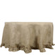 120" Natural Round Ruffled Burlap Rustic Tablecloth | Jute Linen Table Decor