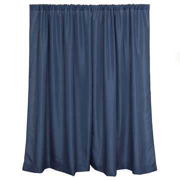 2 Pack Navy Blue Polyester Event Curtain Drapes, 10ftx8ft Backdrop Event Panels With Rod Pockets 130 GSM