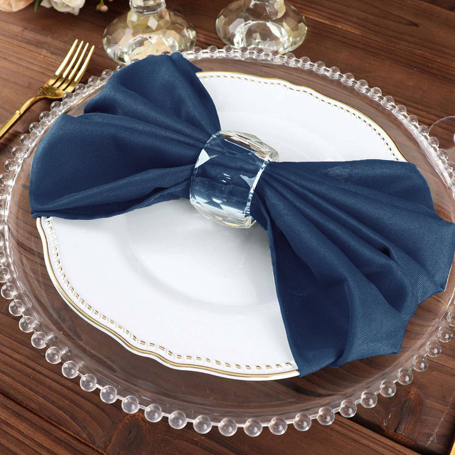 5 Pack | Navy Blue Seamless Cloth Dinner Napkins, Reusable Linen | 20inchx20inch