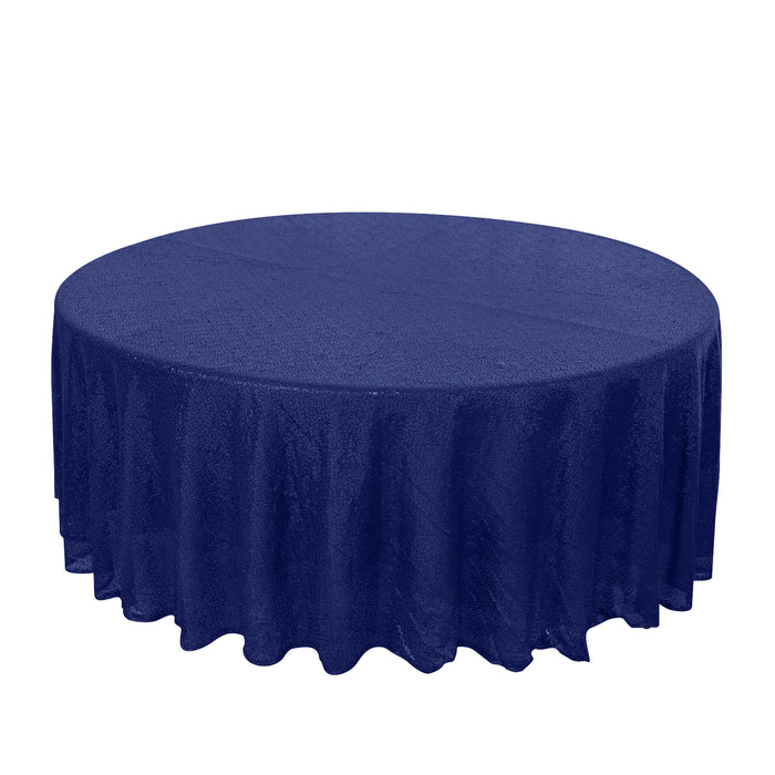 108" Navy Premium Sequin Round Tablecloth