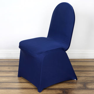 Elevate Your Event with the Navy Blue Spandex Stretch Fitted Banquet Chair Cover