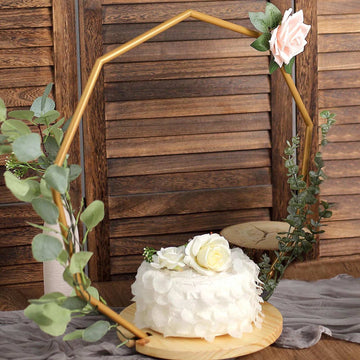 22" Nonagon Wedding Arch Cake Stand, Metal Floral Centerpieces Display