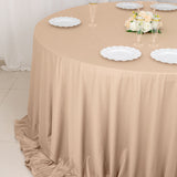 132inch Nude Premium Scuba Wrinkle Free Round Tablecloth, Seamless Scuba Polyester Tablecloth