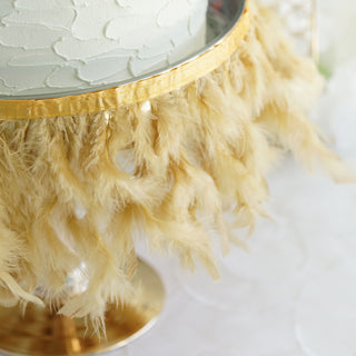 Add a Touch of Elegance with Gold Turkey Feather Fringe Trim Add a Touch of Elegance with Gold Turkey Feather Fringe Trim