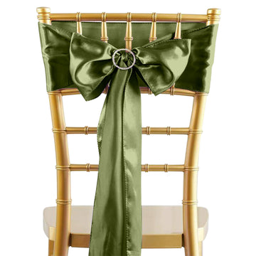 5 Pack 6"x106" Olive Green Satin Chair Sashes