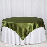 72" x 72" Olive Green Seamless Satin Square Tablecloth Overlay
