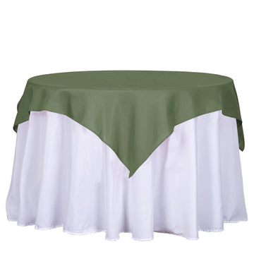 54"x54" Olive Green Square Seamless Polyester Table Overlay