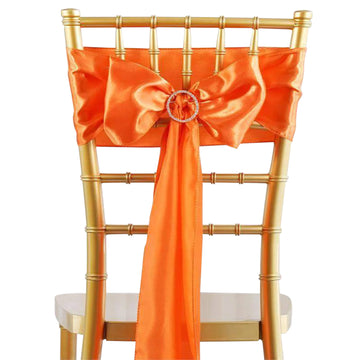 5 Pack 6"x106" Orange Satin Chair Sashes