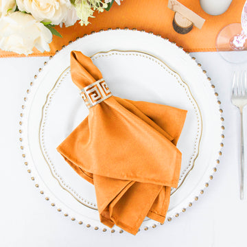 5 Pack Orange Seamless Cloth Dinner Napkins, Wrinkle Resistant Linen 17"x17"