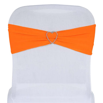 5 Pack Orange Spandex Stretch Chair Sashes Bands Heavy Duty with Two Ply Spandex - 5"x12"