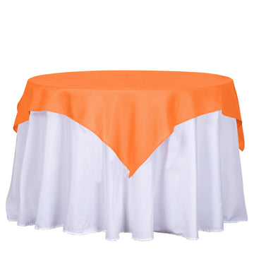 54"x54" Orange Square Seamless Polyester Table Overlay