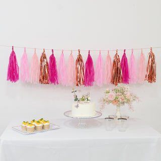 Pink and rose gold tassel garland decoration for parties