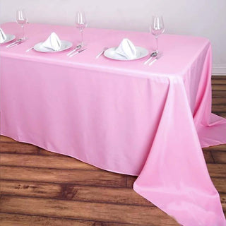 Elevate Your Event Decor with a Pink Seamless Polyester Rectangular Tablecloth Elevate Your Event Decor with a Pink Seamless Polyester Rectangular Tablecloth