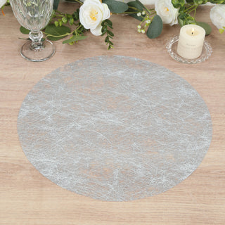 Disposable Silver Placemats – 13" Non-Woven Mesh Fiber Round Table Mats Disposable Silver Placemats – 13" Non-Woven Mesh Fiber Round Table Mats