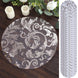 50-Pack Table Placemats Swirl Foil Floral Design Metallic Silver Round - Sheer Organza