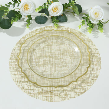 10 Pack Metallic Gold Glitter Mesh Round Table Mats, 13" Polyester Dining Placemats