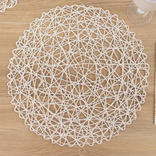 Classic White Woven Fiber Placemats for Timeless Table Settings Classic White Woven Fiber Placemats for Timeless Table Settings