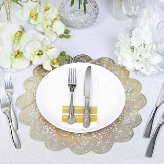 Add Elegance to Your Table with Gold Vintage Floral Lace Vinyl Placemats Add Elegance to Your Table with Gold Vintage Floral Lace Vinyl Placemats
