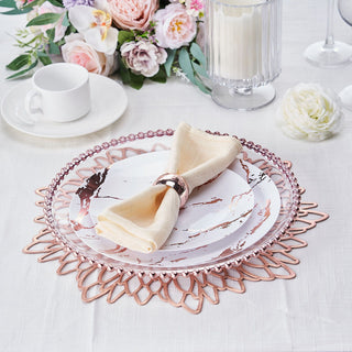 Add Elegance to Your Table with Rose Gold Metallic Floral Vinyl Placemats Add Elegance to Your Table with Rose Gold Metallic Floral Vinyl Placemats