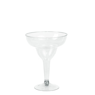 Clear margarita glass with a sleek design.