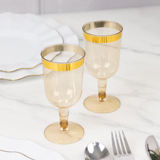 Transparent Gold Short Stem Plastic Wine Glasses With Gold Rim Transparent Gold Short Stem Plastic Wine Glasses With Gold Rim