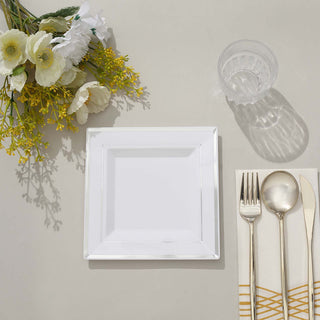 Elegant and Versatile: 10 Pack of White Plastic Square Dessert Plates