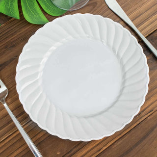 Elegant White Flair Rim Disposable Salad Plates Elegant White Flair Rim Disposable Salad Plates