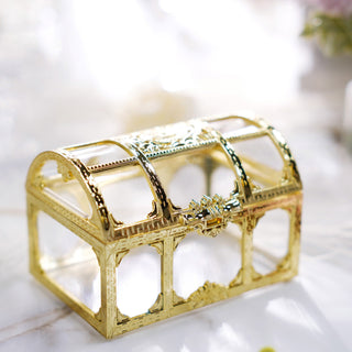 Add a Touch of Elegance with Clear Gold Treasure Chest Party Favor Gift Boxes