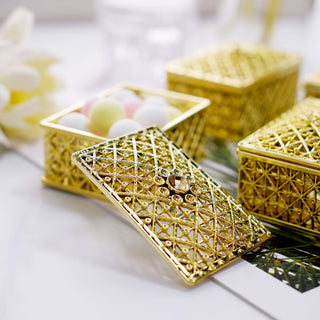 Gold Vintage Rectangular Party Favor Jewelry Boxes
