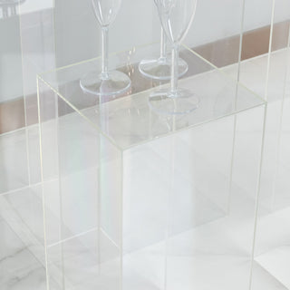 Set of 5 Clear Acrylic Pedestal Stands – Pre-Assembled Rectangular Display Risers for Retail