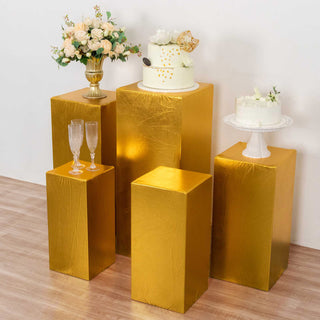 Elevate Your Event Decor with Gold Metallic Spandex Covers