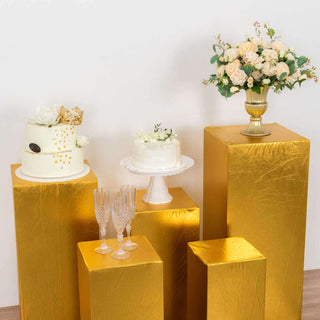 Shimmering Gold Stretchable Pedestal Prop Covers Shimmering Gold Stretchable Pedestal Prop Covers