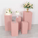Set of 5 Dusty Rose Rectangular Stretch Fitted Pedestal Pillar Prop Covers