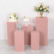 Set of 5 Dusty Rose Rectangular Stretch Fitted Pedestal Pillar Prop Covers