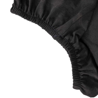 Black elastic waistband detail on fabric