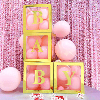 Stylish and Versatile Metallic Gold Clear Baby Shower Party Decoration Boxes