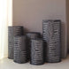 Set of 5 Black Sequin Mesh Cylinder Pedestal Pillar Prop Covers Geometric Pattern