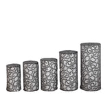 Set of 5 Black Sequin Mesh Cylinder Pedestal Pillar Prop Covers with Leaf Vine Embroidery#whtbkgd